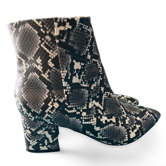 Nine West Snakeskin Ankle Boots – Black & Gray – Block Heel Western Urban - Picture 3 of 5